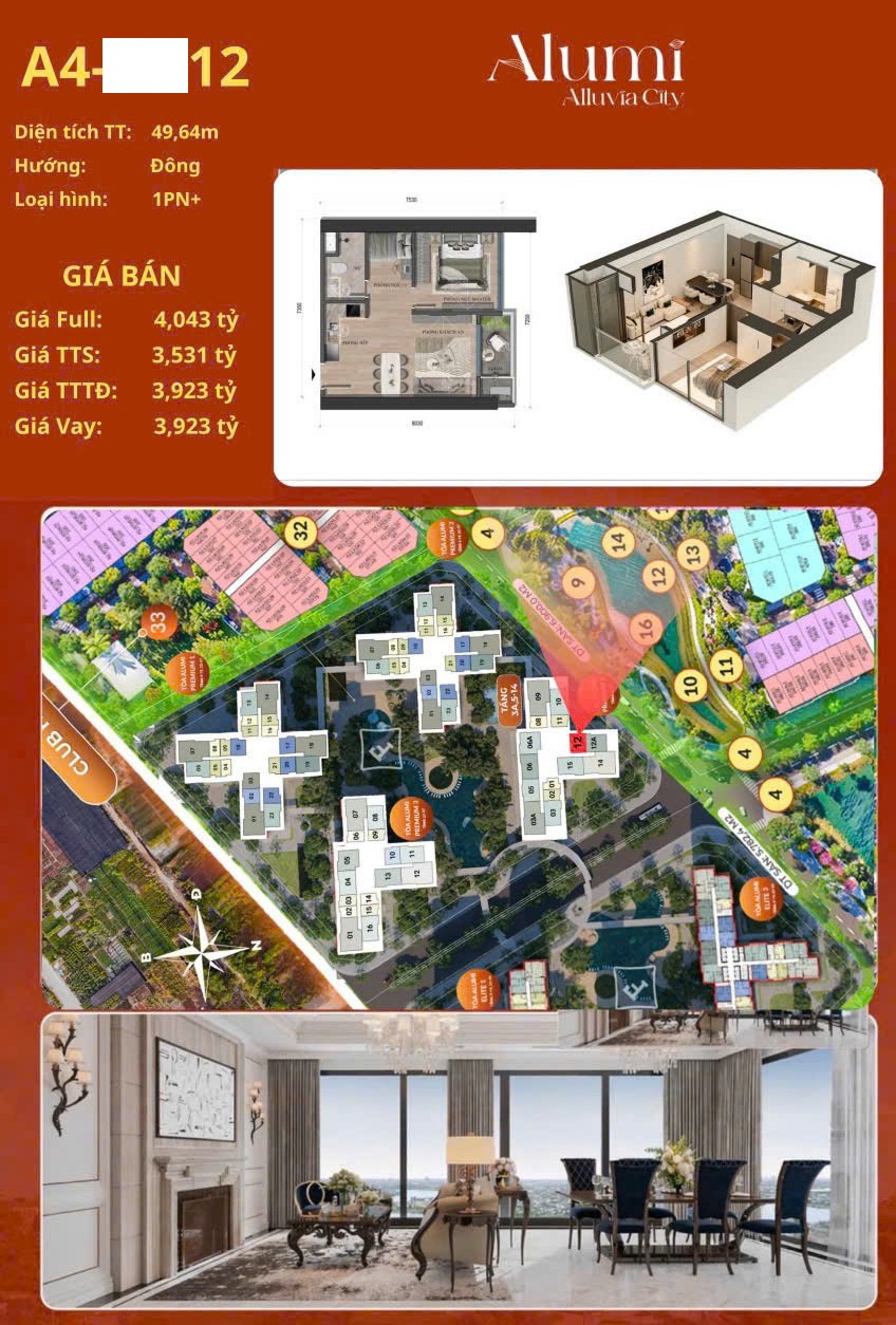 [200512264A] 21/8 kí mới cdt căn 1 ngủ + alumi premium 50m2 tầng trung view đẹp này giá đg rất tốt còn sót lại